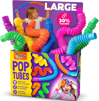 Large 8-pack of colourful sensory pop tubes for creative hands-on play and fine motor activities